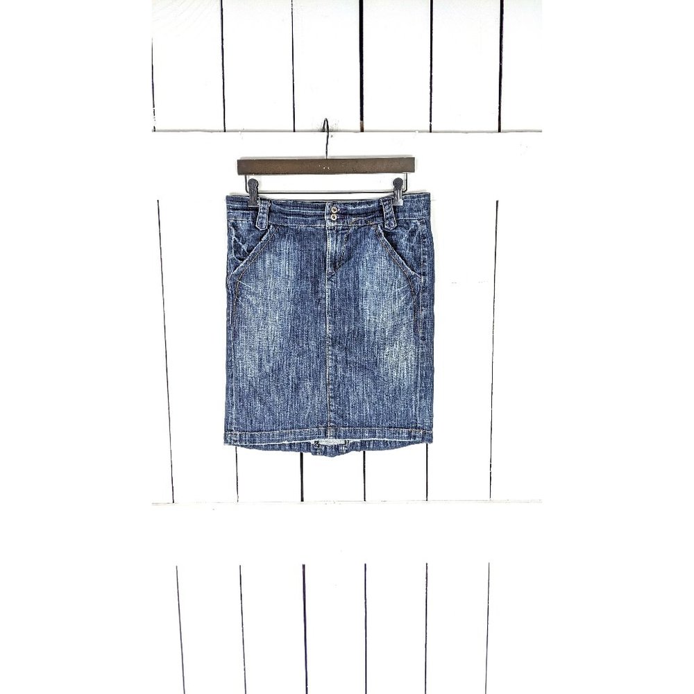 Arden B dark blue jean denim stretch pencil skirt